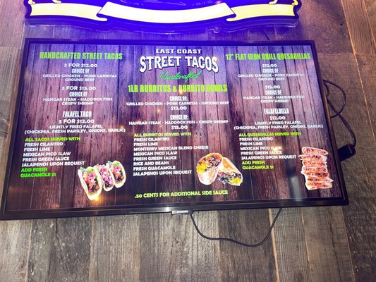 Menu photo 8 East Coast Street Tacos Brooklyn, NY Menu photo 8 East Coast Street Tacos Brooklyn, NY