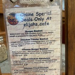 Elijah's Cafe - Another side of small table menu.