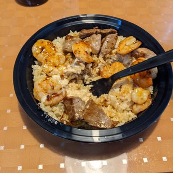 Mirin Asian Eatery - Shrimp steak lunch bowl with fried rice (L7) - Asian Fusion Near Me - Fayetteville, North Carolina Mirin Asian Eatery - Shrimp steak lunch bowl with fried rice (L7) - Asian Fusion Near Me - Fayetteville, North Carolina