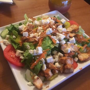 Mario's Pizza - Greek salad with grilled chicken and homemade house dressing - Pizza Near Me - Rocky Mount, North Carolina Mario's Pizza - Greek salad with grilled chicken and homemade house dressing - Pizza Near Me - Rocky Mount, North Carolina