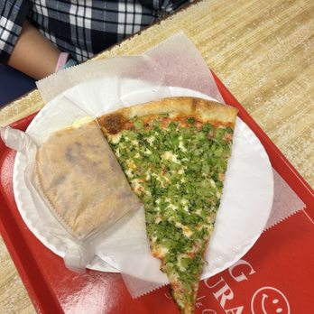 Smiling Pizza Restaurant - Fantastic broccoli slice and a beef patty with cheese - Pizza Near Me - Brooklyn, New York