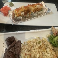 Sky Modern Japanese - Spoiled lobster and steak hibachi and the baked Miami roll