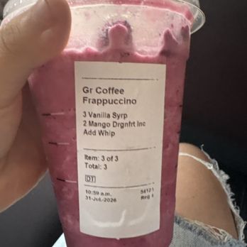 Starbucks - Asked for a vanilla bean frappe with dragon fruit blended and on top except got a coffee frappe - Coffee & Tea Near Me - Hope, British Columbia Starbucks - Asked for a vanilla bean frappe with dragon fruit blended and on top except got a coffee frappe - Coffee & Tea Near Me - Hope, British Columbia
