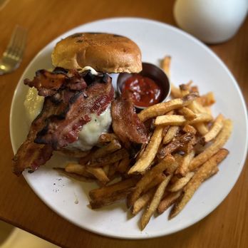 One With Land - Grass fed burger with bacon - New American Near Me - Pine Bush, New York One With Land - Grass fed burger with bacon - New American Near Me - Pine Bush, New York