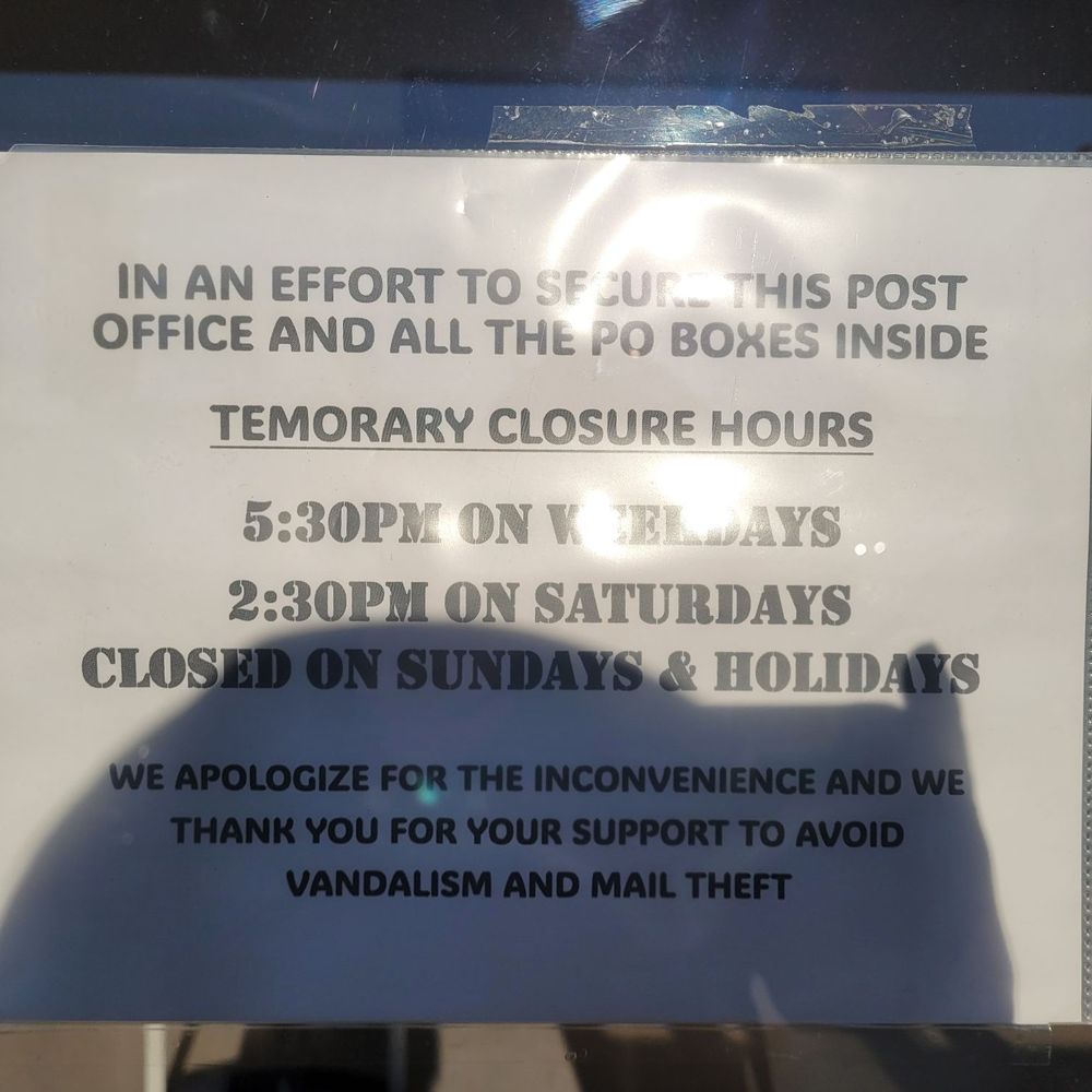 US Post Office - Please open the lobby. I tried to get in 3 different times in a week to open my PO box, but it was not open. - Post Offices Near Me - Dublin, California US Post Office - Please open the lobby. I tried to get in 3 different times in a week to open my PO box, but it was not open. - Post Offices Near Me - Dublin, California