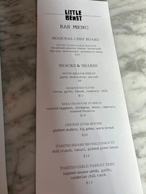 Menu photo 3 Little Beast Restaurant Los Angeles, CA Menu photo 3 Little Beast Restaurant Los Angeles, CA