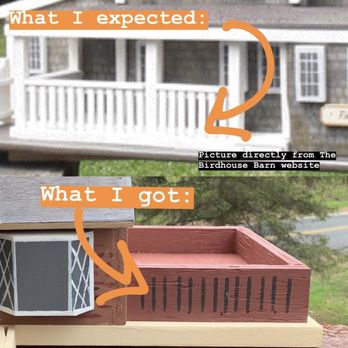 The Birdhouse Barn - Comparison of the porch detailing and individual spools from a sample/what I thought I was paying the extra $50 fee for vs. what I got - Home Decor Near Me - Falling Waters, West Virginia