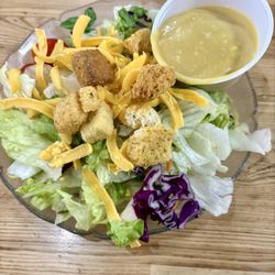 Hanging Five Family Restaurant - House salad with honey mustard dressing.