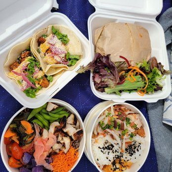 Waimanalo Beach - Turkey Kailua Club Lechon Kawali Bento Mana Bowl with Grilled Chicken Baja Styles Fish Tacos - Beaches Near Me - Waimanalo, Hawaii