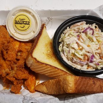Slim Chickens - Chick's Meal ($10): 3 tenders tossed in sauce, Texas toast, dipping cup, drink, and side (coleslaw is meh) - Chicken Wings Near Me - Plainfield, Illinois