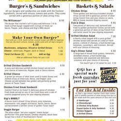 Gigi’s Cafe - A copy of the lunch menu.