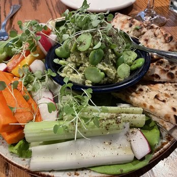 Alfie's - FAVA BEAN HUMMUS - Crudités, Grilled Pita, Za'atar - New American Near Me - New York, New York Alfie's - FAVA BEAN HUMMUS - Crudités, Grilled Pita, Za'atar - New American Near Me - New York, New York