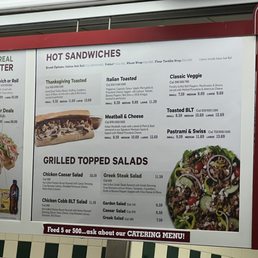 Hot Sandwich menu