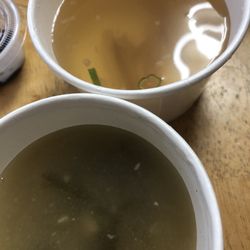 Dosirak - Top fish cake soup Bottom seaweed tofu soup