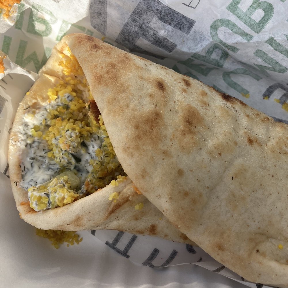 Hummus Republic - a pita wrap with falafel - Mediterranean Near Me - Goleta, California Hummus Republic - a pita wrap with falafel - Mediterranean Near Me - Goleta, California