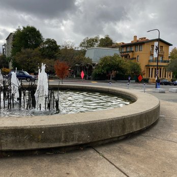 Caffe Strada - From campus, looking at the Kroeber Fountain and Strada right across the street - Coffee & Tea Near Me - Berkeley, California