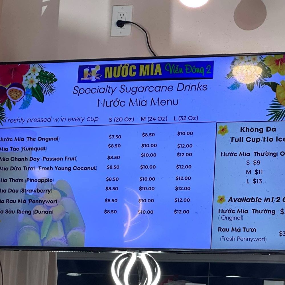 Nuoc Mia Vien Dong 2 - Menu - Desserts Near Me - San Jose, California Nuoc Mia Vien Dong 2 - Menu - Desserts Near Me - San Jose, California
