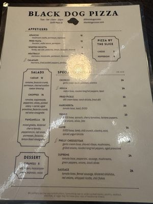 Menu photo 2 Black Dog Pizza Columbia, SC