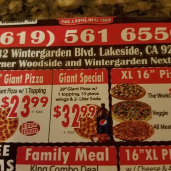 Giant Pizza King - If you want a perfectly good, reasonably priced meal delivered to your home, call this number! - Pizza Near Me - Lakeside, California