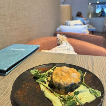 Pez Coastal Kitchen - Sauteed Florida rock shrimp, shrimp head butter sauce, corn, asparagus, puff pastry - Seafood Near Me - Pasadena, California Pez Coastal Kitchen - Sauteed Florida rock shrimp, shrimp head butter sauce, corn, asparagus, puff pastry - Seafood Near Me - Pasadena, California