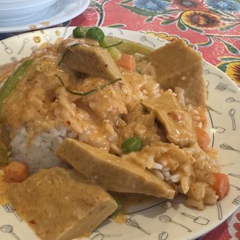 Green Basil Thai - Panang Curry with soy chicken (vegan) - Thai Near Me - Calabasas, California