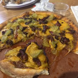 Chili cheese, pastrami, pizza