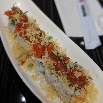 Miyako - The crispy tempura flakes add a nice texture to this roll - Japanese Near Me - Houston, Texas Miyako - The crispy tempura flakes add a nice texture to this roll - Japanese Near Me - Houston, Texas