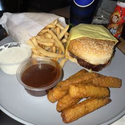 #5. Bulky Bacon Cheese Burger Fried Zucchini French Fries Ranch bbq sauce