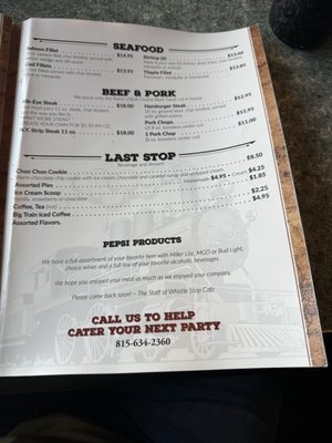 Menu photo 5 Whistle Stop Cafe Diamond, IL