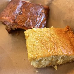 Mission BBQ - Corn bread don't come with two bones according to the cornbread police