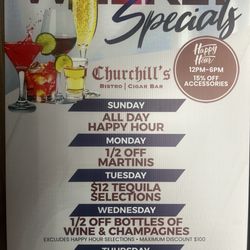 Churchill's - Happy Hour, happy lounge. Join us.