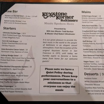 Keystone Korner - Menu - Jazz & Blues Near Me - Baltimore, Maryland Keystone Korner - Menu - Jazz & Blues Near Me - Baltimore, Maryland