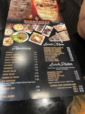 Menu photo 5 Shawarmaz Miramar, FL