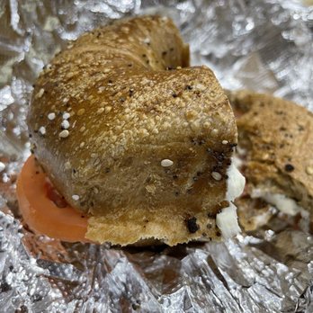 Bagel Bob's on York - Whole wheat everything bagel, Scallion Cream Cheese and tomatoe - Bagels Near Me - New York, New York Bagel Bob's on York - Whole wheat everything bagel, Scallion Cream Cheese and tomatoe - Bagels Near Me - New York, New York