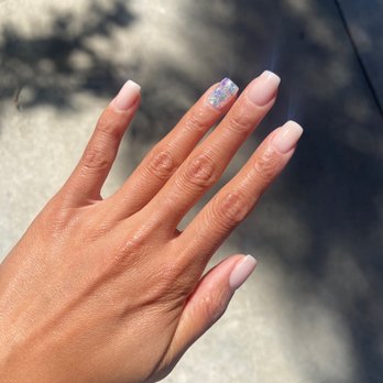 Polished Nail Lounge - Dip 14 with glitter on my ring finger - Nail Salons Near Me - Orange, California Polished Nail Lounge - Dip 14 with glitter on my ring finger - Nail Salons Near Me - Orange, California