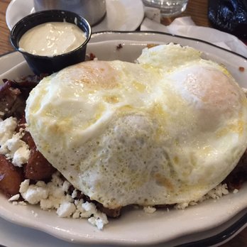 Eggy's Diner Chicago - The gyro skillet. The gyro meat was freshly sliced off the gyro and in big lumps. Absolutely delicious. I ordered over easy eggs on top. - Breakfast & Brunch Near Me - Chicago, Illinois