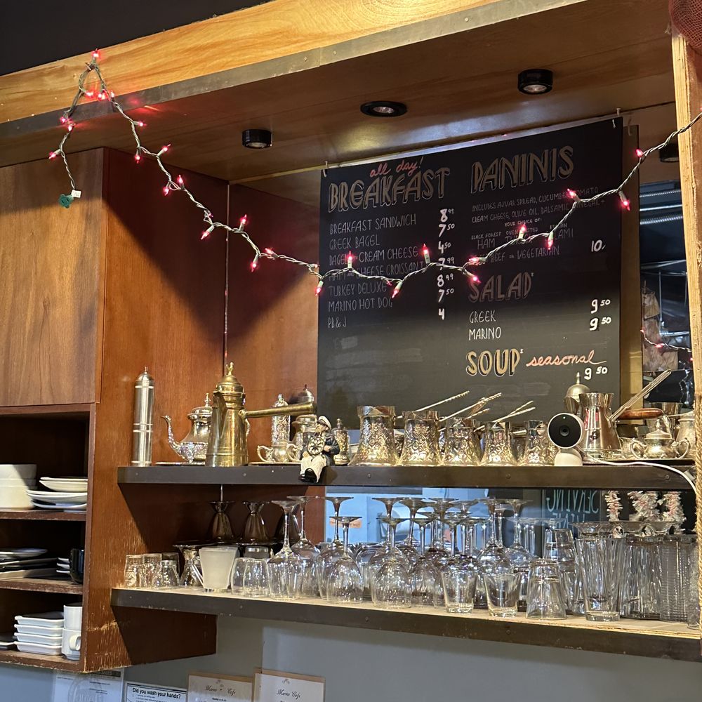 Marino Adriatic Cafe - a bar with a chalkboard menu on the wall - Sandwiches Near Me - Portland, Oregon