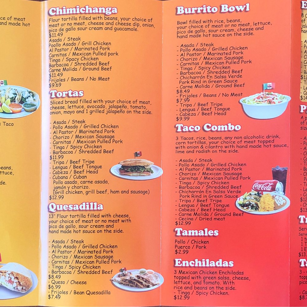 El Pariente Mexican Grill - Menu Side 1 - Tacos Near Me - White Bear Lake, Minnesota