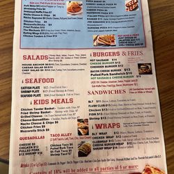 Paradise Alley - Menu was given to us from Paradise Alley bar attendant.