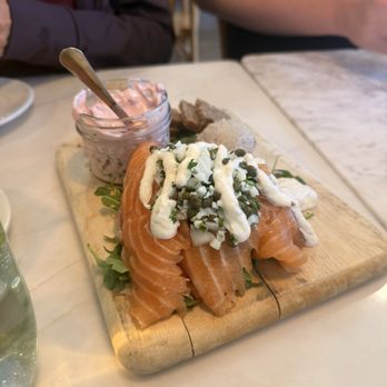 Nonni's Bistro - The Thor $26.00 assortment of Scandinavian appetizers - rye bread with pork pate - salmon capers - herring - Modern European Near Me - Pleasanton, California