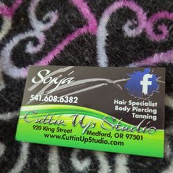Cuttin Up Studio - Personal Card. Courtesy of Sonja, hair stylist.