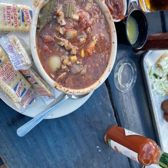 Beachcomber Restaurant - Minorcan clam chowder, I loved it with some Tabasco! - Seafood Near Me - Saint Augustine, Florida