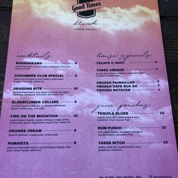 Good Times - Menu - Dive Bars Near Me - Oklahoma City, Oklahoma