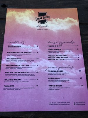 Menu photo 3 Good Times Oklahoma City, OK