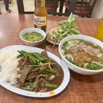 Pho 99 - Large #1 pho and #37 the greenbeans with beef and rice - Vietnamese Near Me - Fresno, California