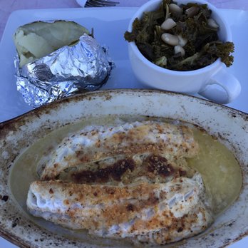 Morris Point Restaurant - Stuffed rockfish with kale & baked potato....delicious! - Sandwiches Near Me - Abell, Maryland