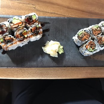 Bushniwa - Eel Avocado Roll (left), Salmon Skin Roll (right) - Japanese Near Me - Brooklyn, New York Bushniwa - Eel Avocado Roll (left), Salmon Skin Roll (right) - Japanese Near Me - Brooklyn, New York