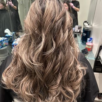 Chez Moi & Code Studio - Curled Hair Coloring - Full Highlights - Hair Salons Near Me - Monterey Park, California