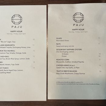 Paju - Happy hour menu (3-5pm, M-F) - Korean Near Me - Seattle, Washington Paju - Happy hour menu (3-5pm, M-F) - Korean Near Me - Seattle, Washington