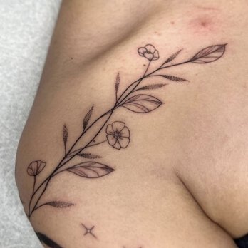 Slow Stain Studio - custom collarbone piece by tina (@ti.mikhael) - Tattoo Near Me